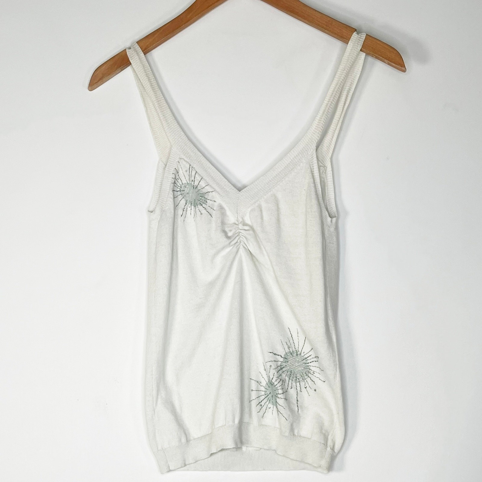 Rebecca Taylor Embellished Mint Green Sweater Cami Tank Top Womens S
