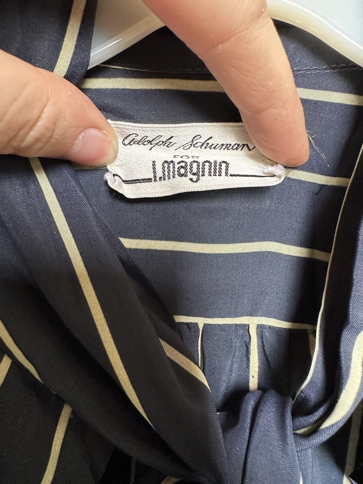 Vintage Adolph Schuman I. Magnin Women’s Blouse Long Sleeve Striped Size Large