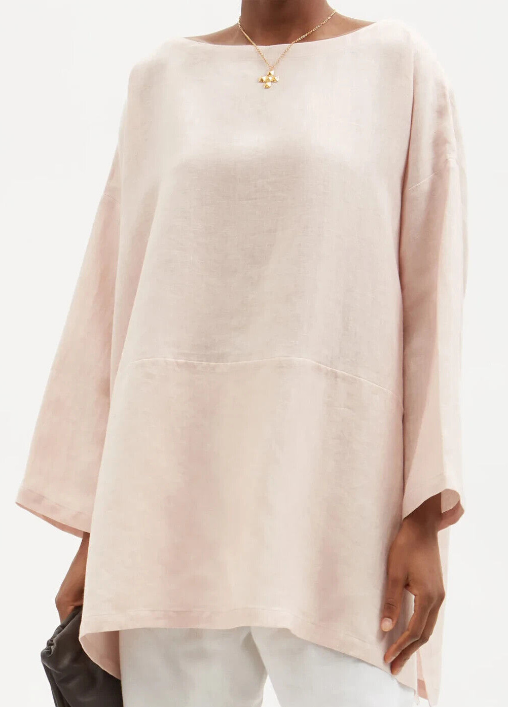 NWT Eskandar Size (2) PINK Linen A-line 38″ Tunic w/Side Slit Generous Size Cut
