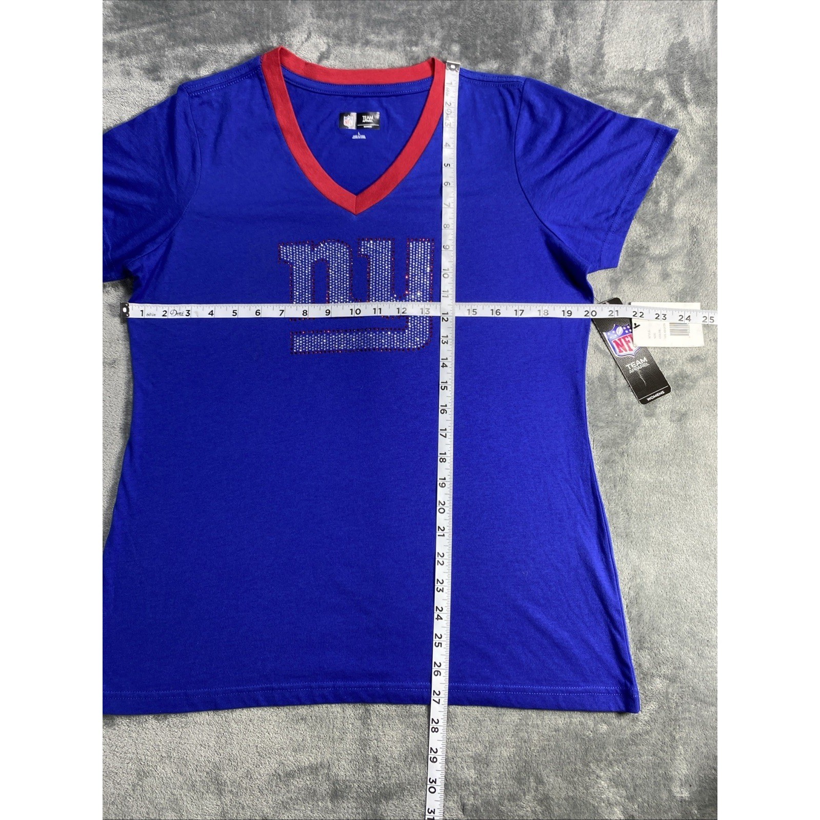 New York Giants Shirt Womens L Football Studded Big Logo Fan Apparel NFL New NWT