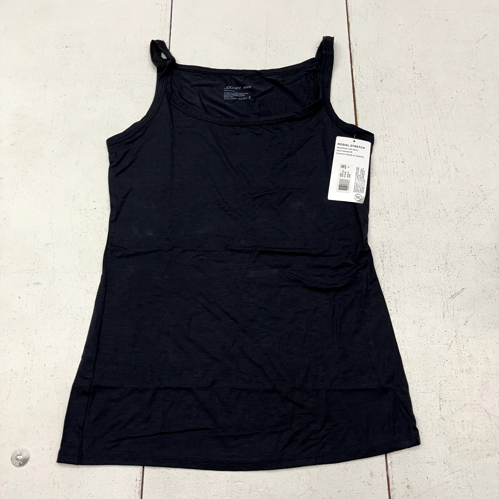 Jockey Black Modal Stretch Semi-Relaxed Fit Tank Top Women’s Size Medium NEW