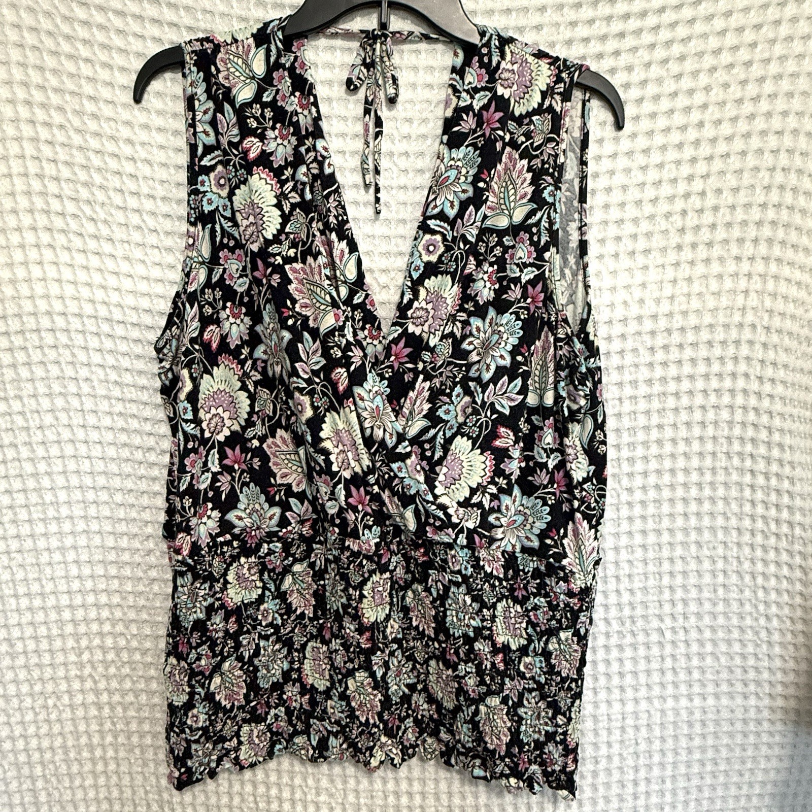Lane Bryant 22/24 Smocked Floral Tank Top Vacation Beach Resort Tropical Bloom