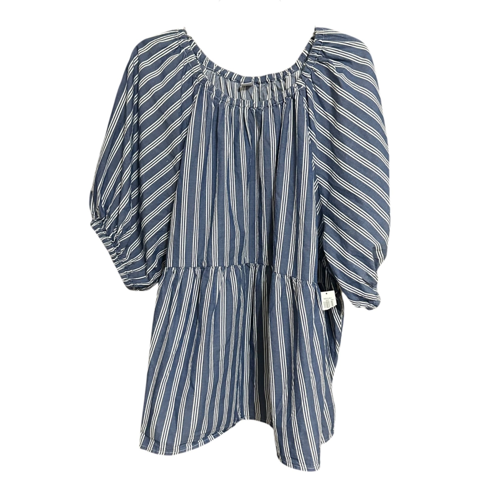 Old Navy Women’s Blue Striped Peplum Top 3X Puff Sleeve Gauze NWT