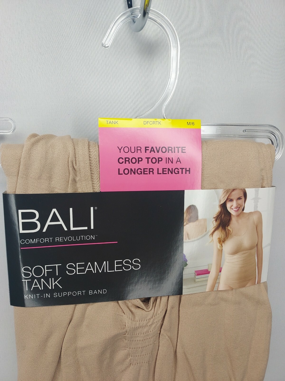 NWT BALI NUDE COMFORT REVOLUTION SOFT SEAMLESS TANK KNIT SUPPORT BAND SZ M #367A