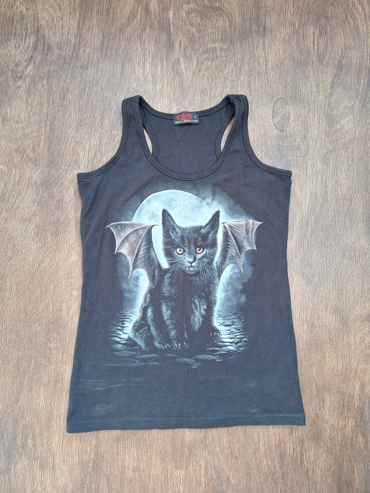 Spiral Direct Black Cat Bat Wings Gothic Racerback Vest Top Women’s Size S