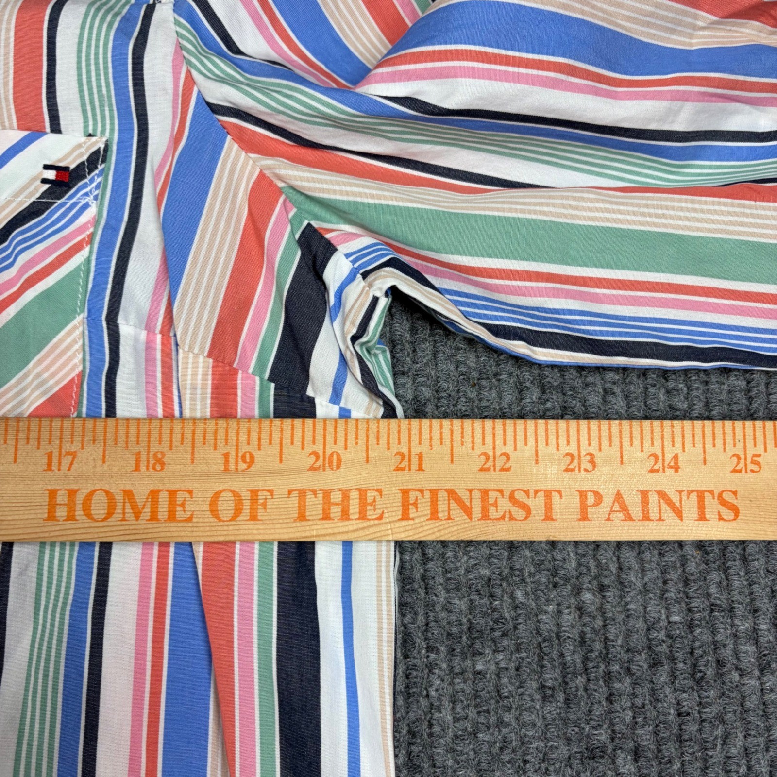 Tommy Hilfiger Shirt Womens XL Heritage Multi Color Striped Button Up 0BMN530