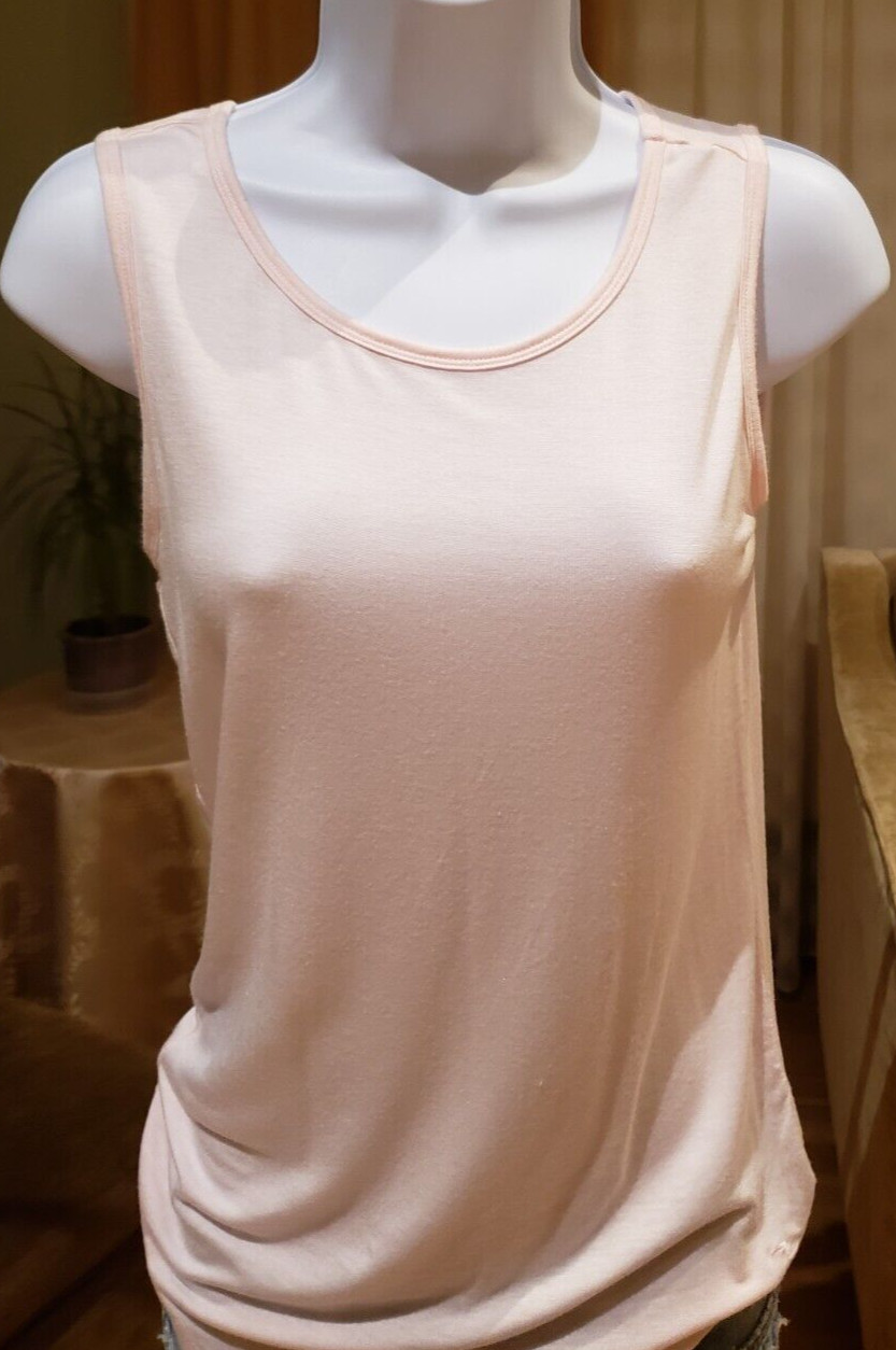 THE LINE Stretch Cotton Blend Sleeveless Tank, Pale Pink, Large