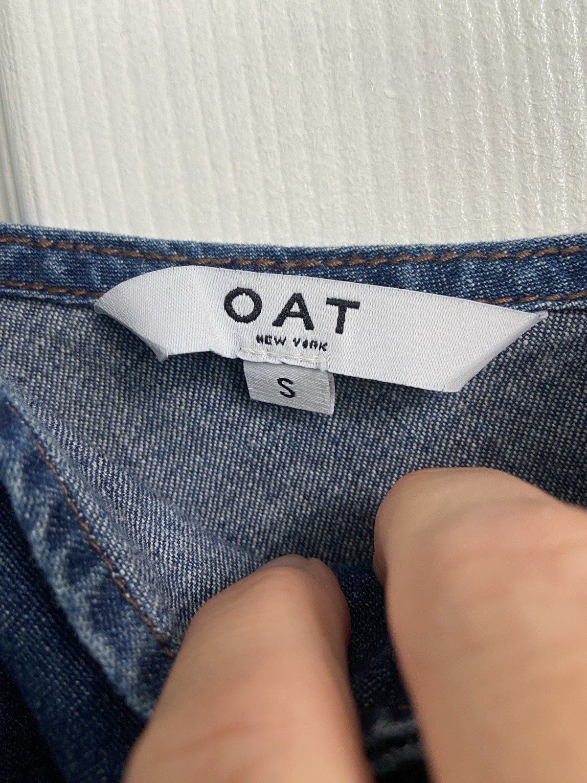 Oat New York Blue Denim Tank Top Cropped Small