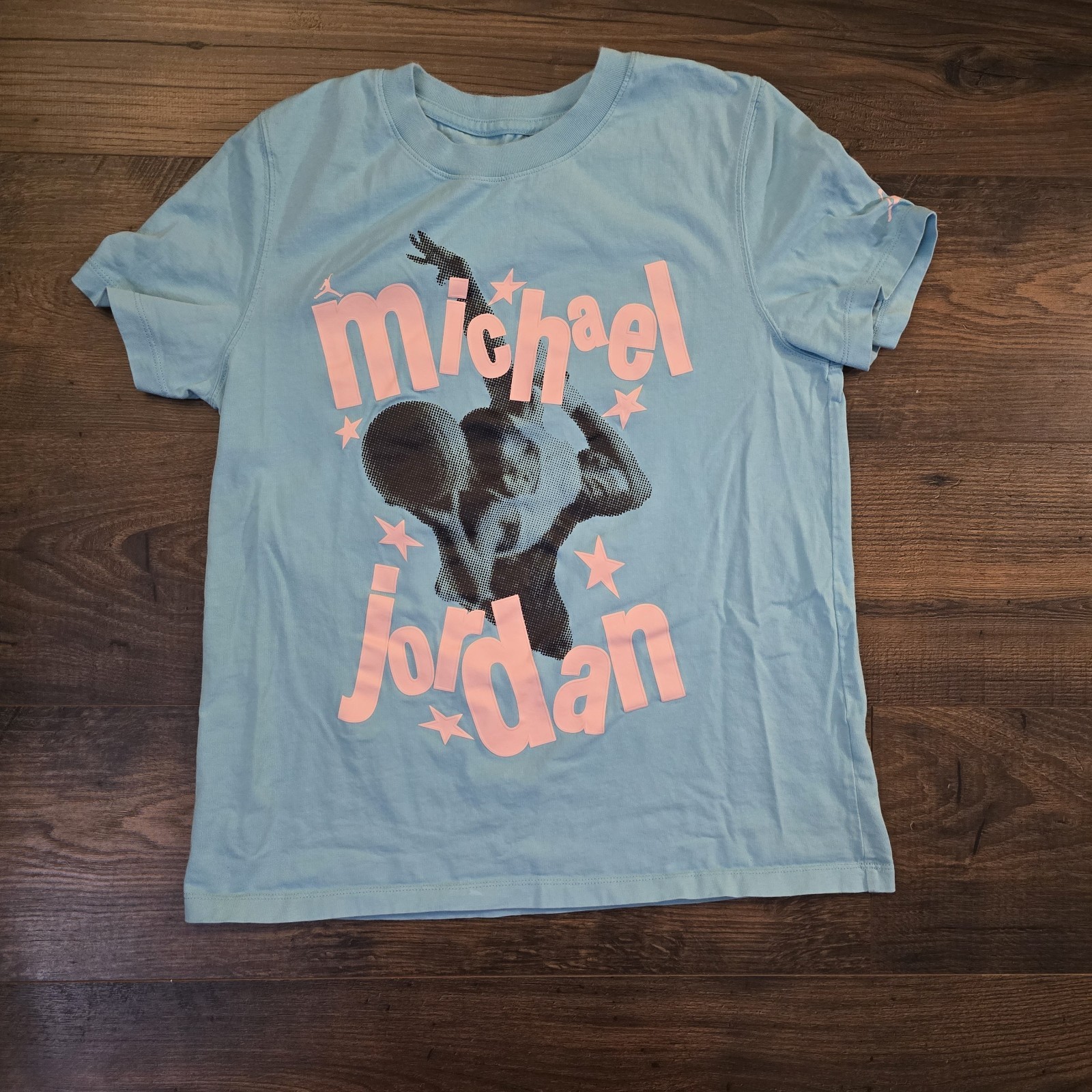 Air Jordan (Her)itage Womens S Michael Jordan T-Shirt Aqua Blue White 23 MJ