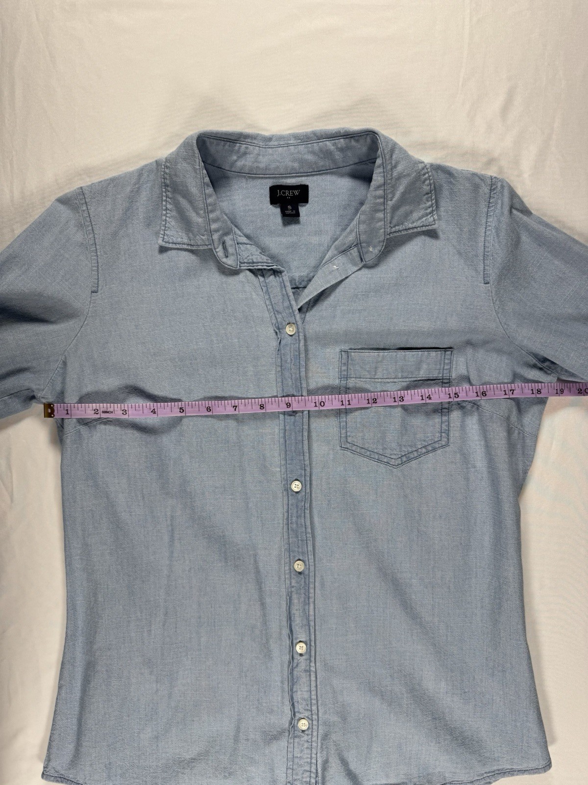 J.Crew Women’s Small Chambray Button Front Shirt Light Blue 100% Cotton Pocket