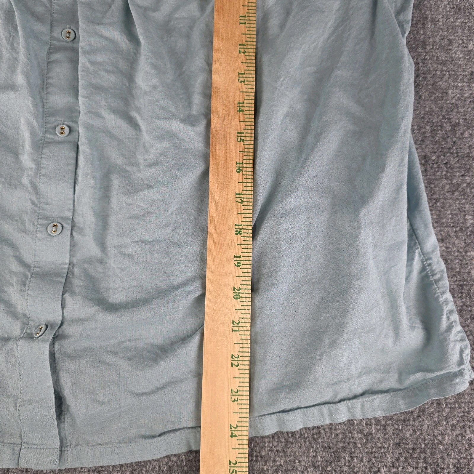 LOGO Lori Goldstein Blouse Womens L Teal Cotton Button Front Boho Top