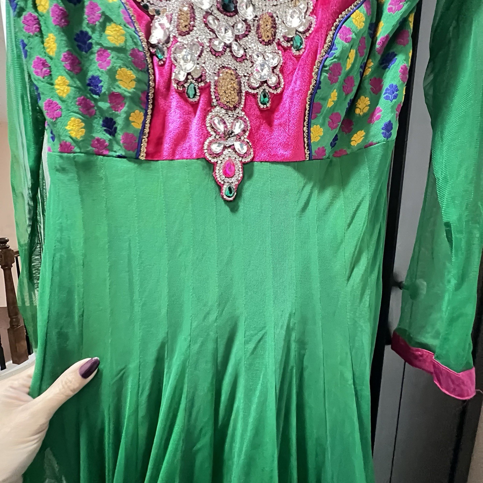 Green and Pink Nicely Embellished With White And Pink Stones Little Heavy