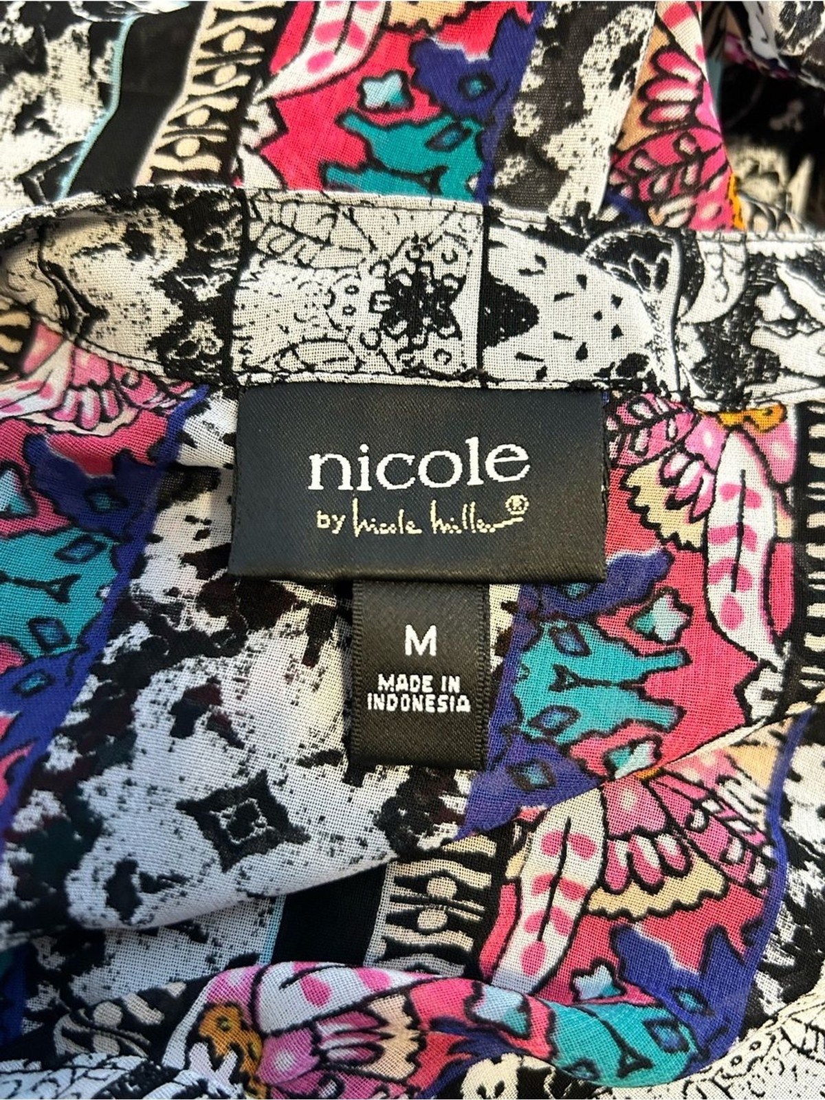 Nicole Miller Boho Multicolor Patchwork Printed Sleeveless Top Medium