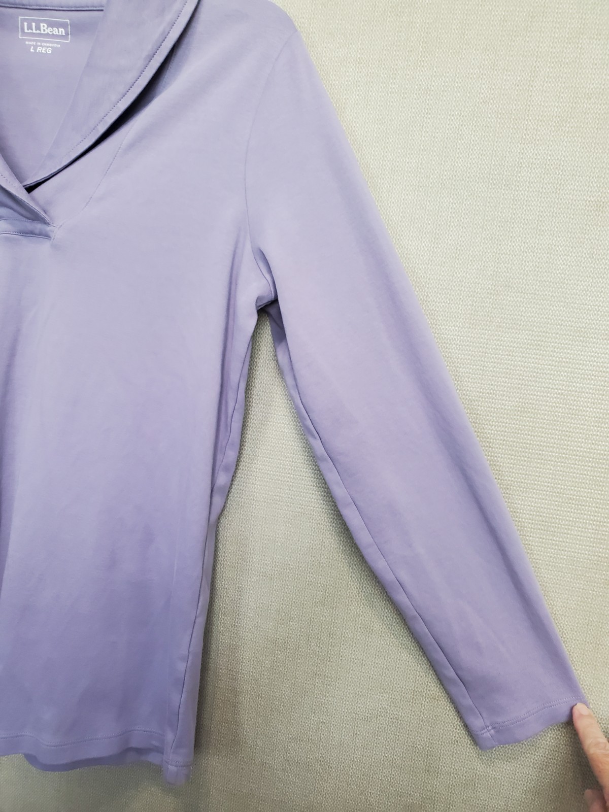 LL Bean Women’s Cotton Purple Shawl Collar Long Sleeve Shirt Size Large