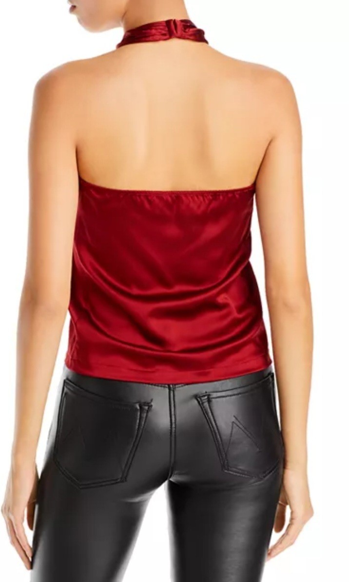 Theory – SILK-Blend Burgundy Twisted Halter Top – size M ( New with tag )