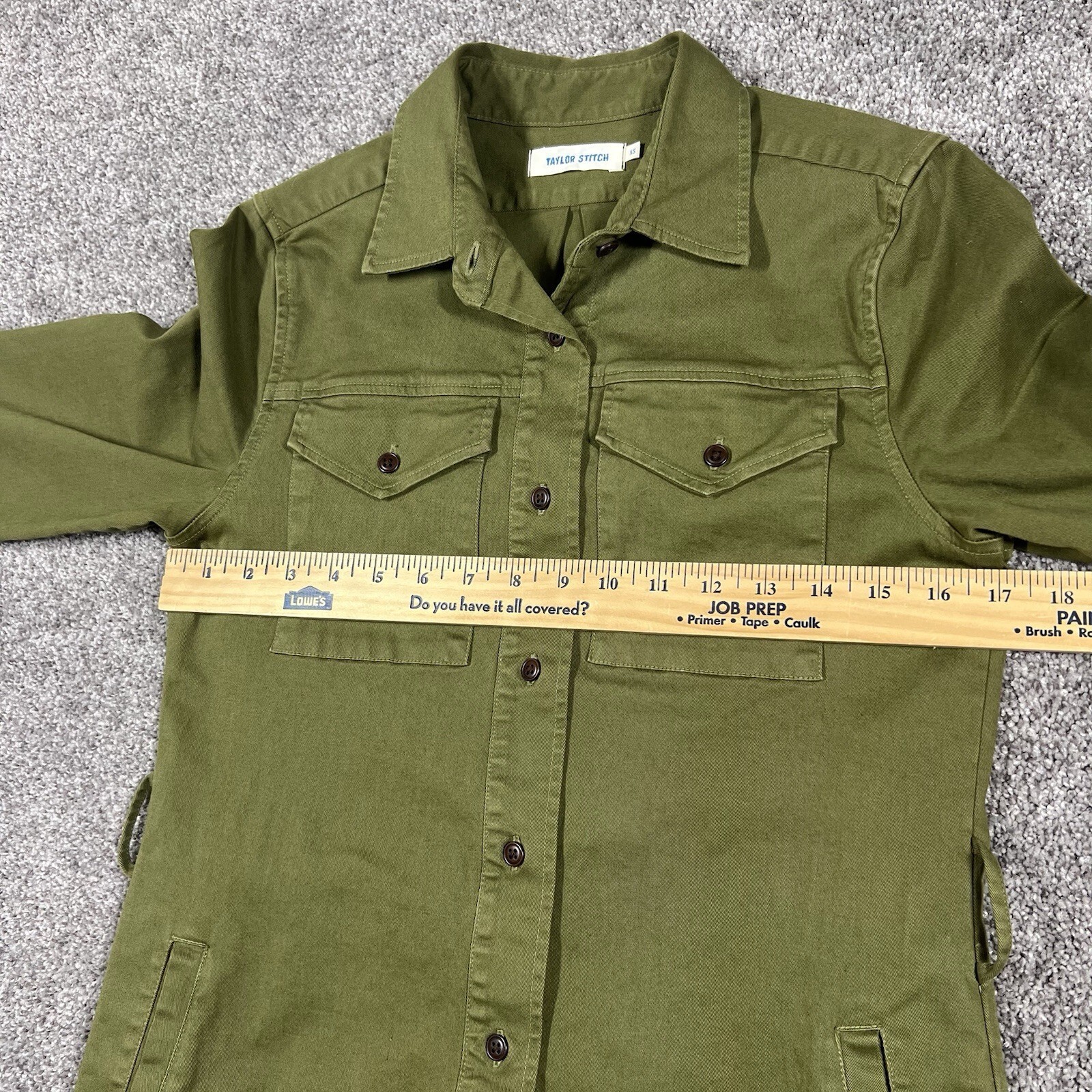 Taylor Stitch The Trench Shirt Dress XS Military Utility Army Green Cotton Top