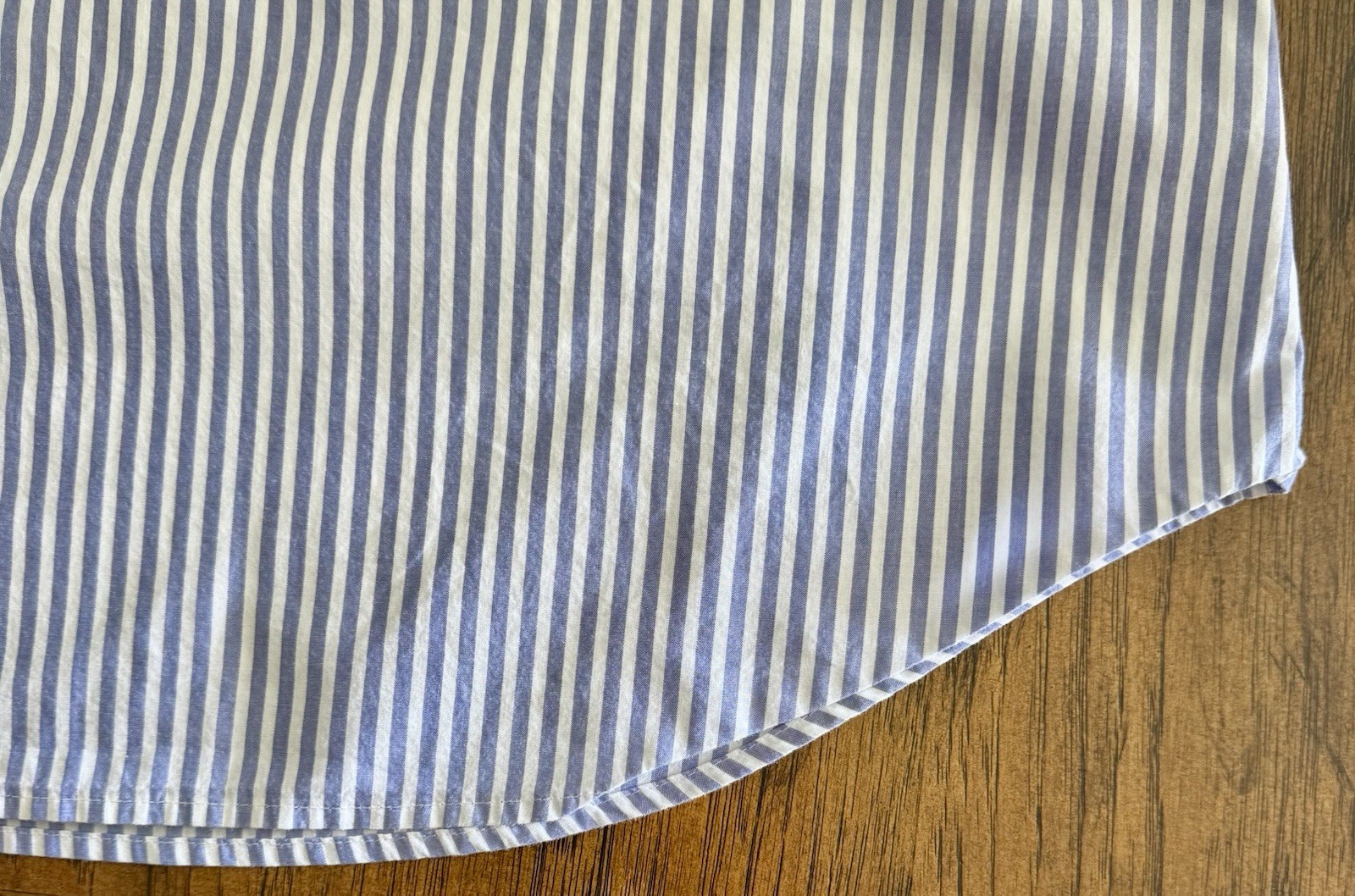 TALBOTS Blue & White Striped Coastal COTTON POPOVER Roll Tab Sleeves (L) NWOT
