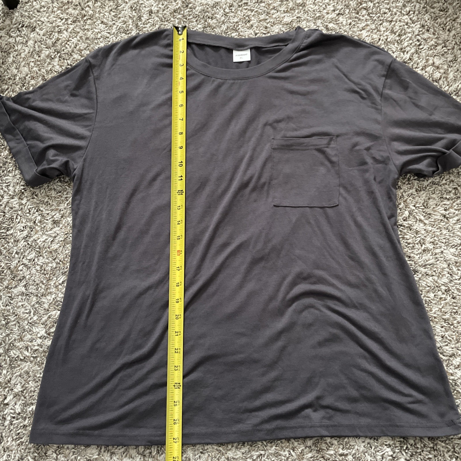 XIEERDUO Women’s Gray Short Sleeve Shirt Size XL Front Pocket Plain Casual