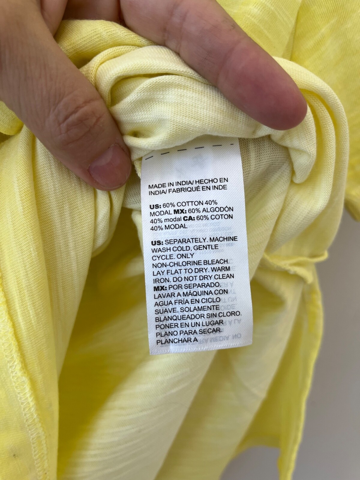 Chicos Sz L T-Shirt Neon Yellow V Neck Stretch Side Slits Pullover Blouse