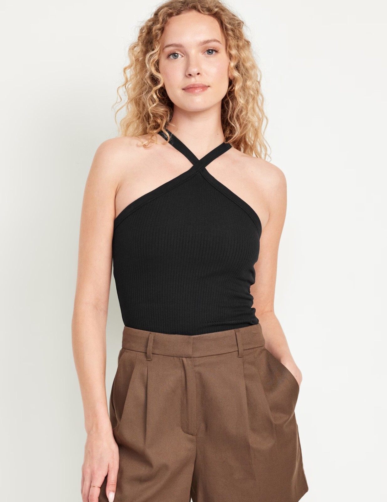 Old Navy Women’s Fitted Rib-Knit Halter Tank Top Black Jack Size XS Tall or 4X