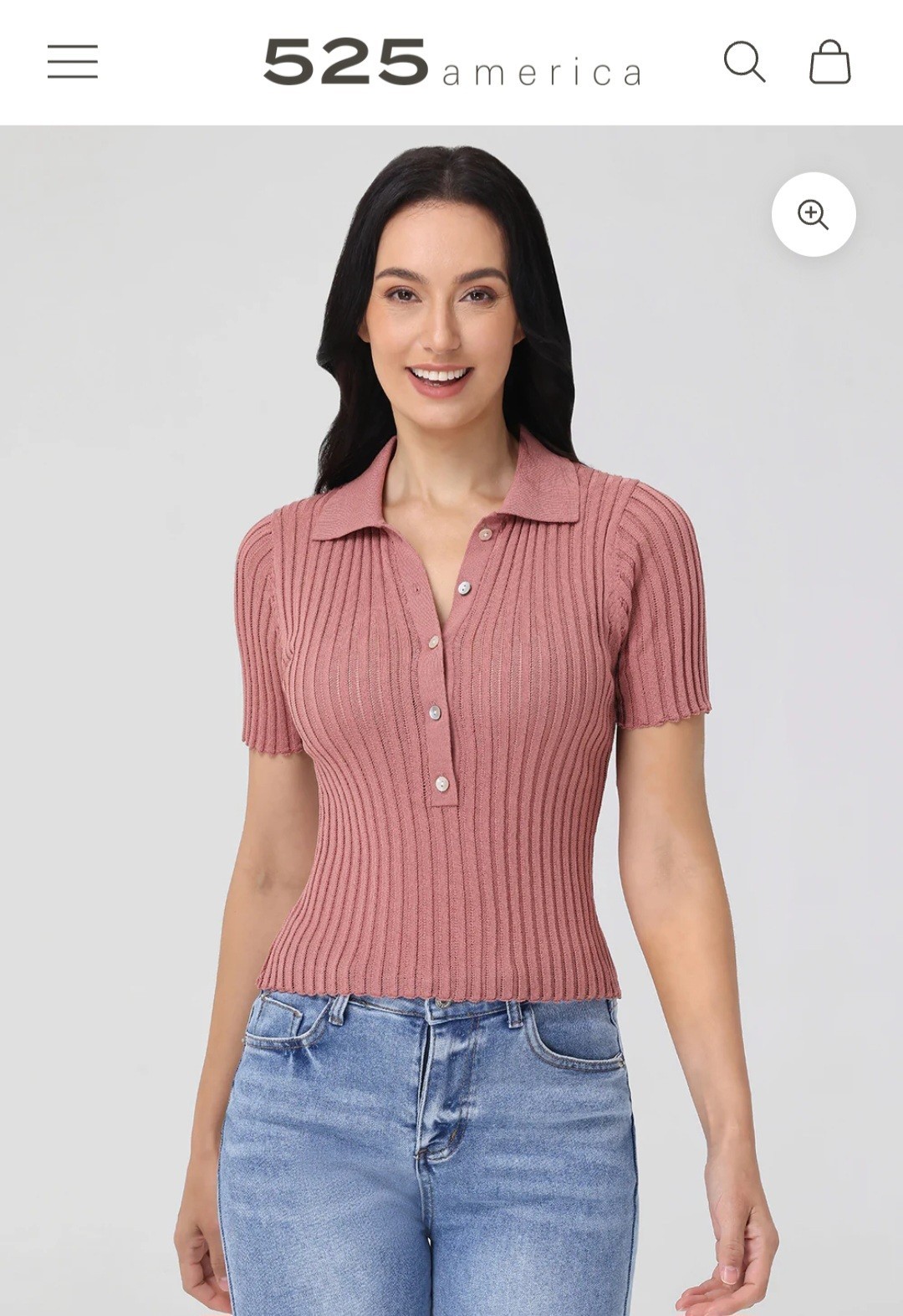 Collar Ribbed Top 525 AMERICA SIZE XS