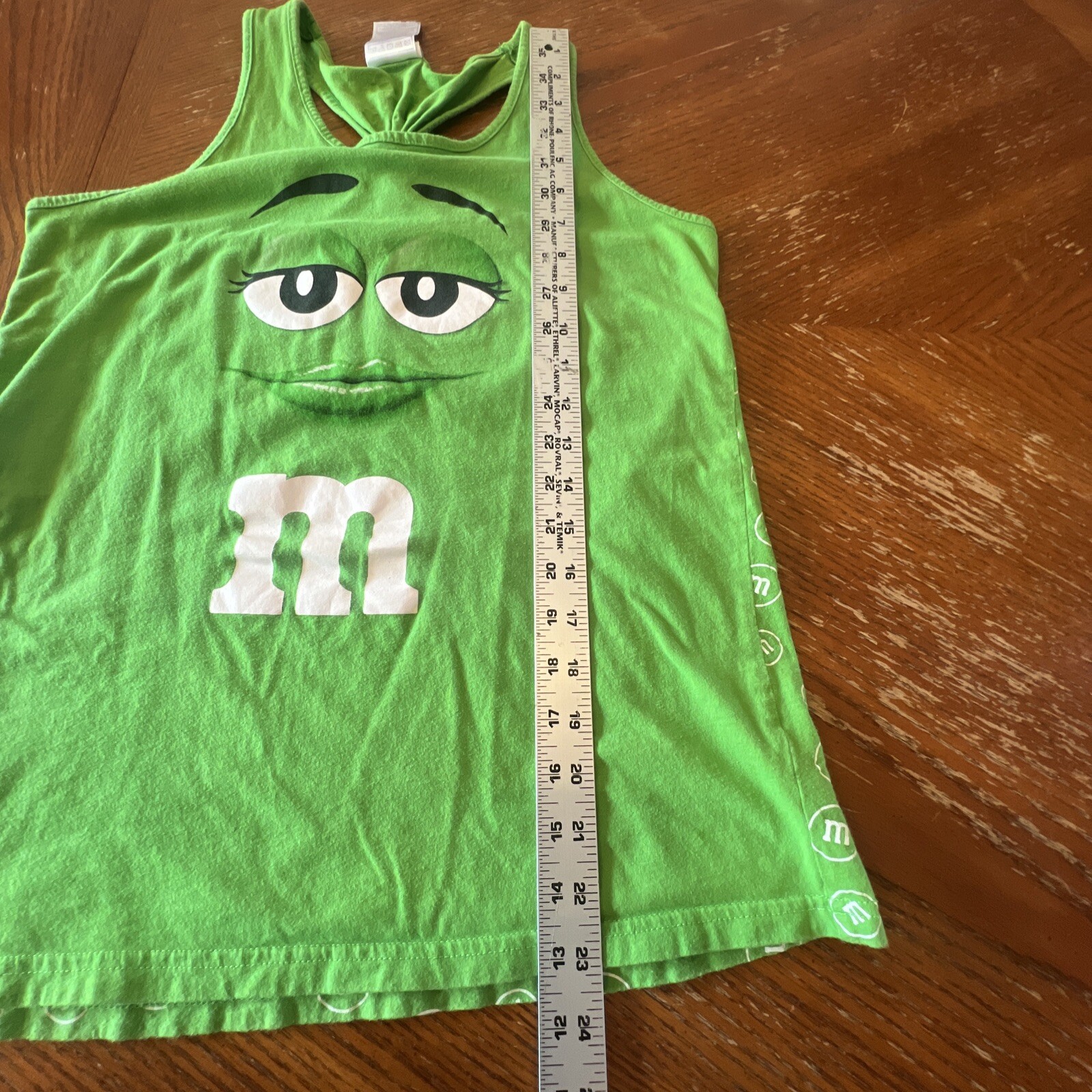 Green M&M Sweets Candy Ladies Racer Back T-shirt