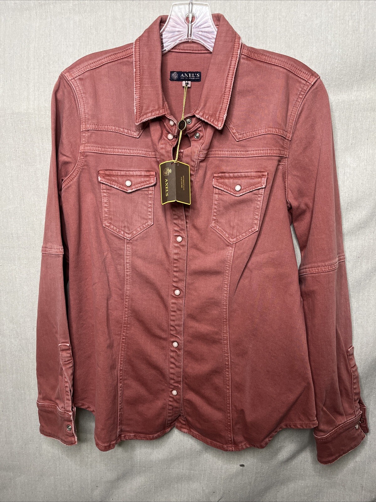 New Axel’s Sweetwater Denim Shirt In Washed Corallo, With Tags, Size 44 (US 8)