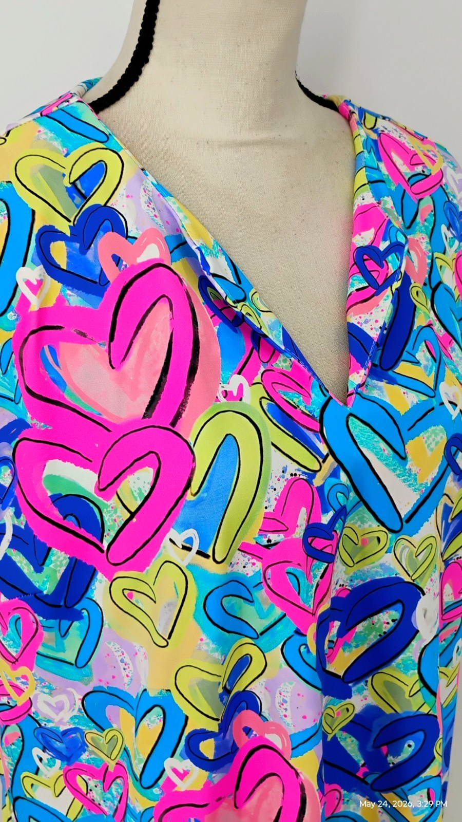 NEW Lulu-B Secret Love Hearts Short Sleeve Top UPF 50 Multicolor Size 1X