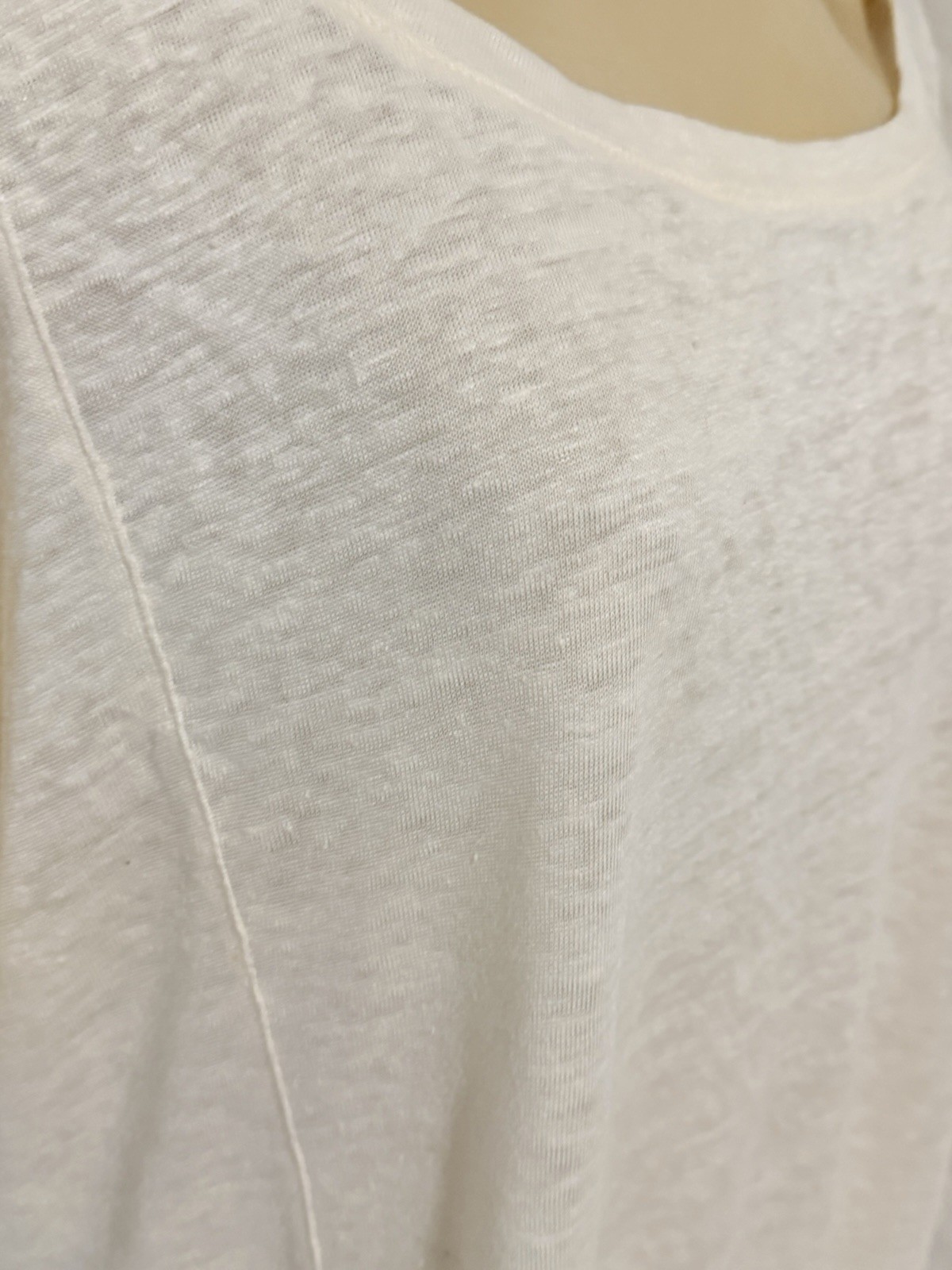 Madewell white cream linen blend peplum pleated back t shirt Summer S