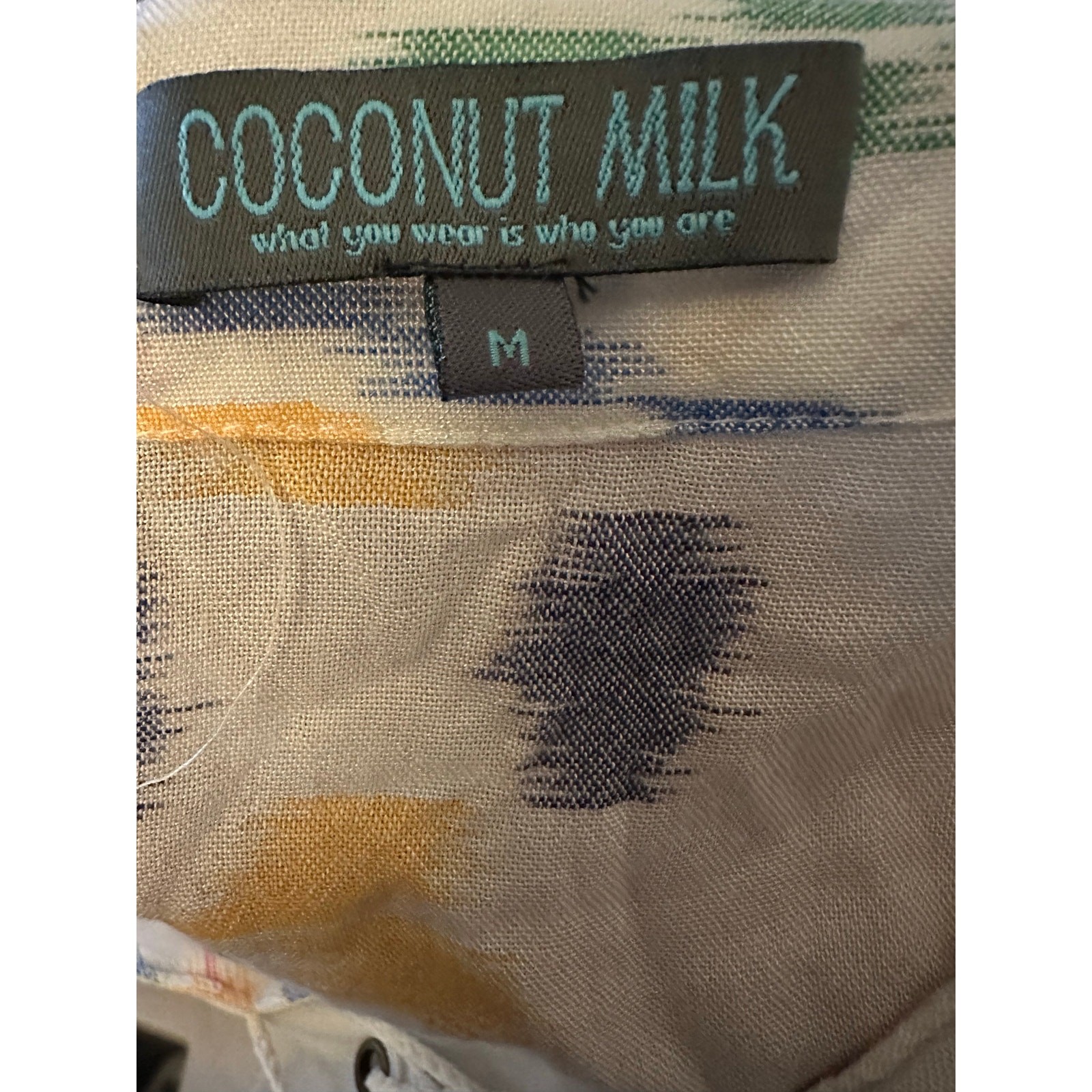 Coconut Milk Bohemian Oversized Kaftan, 100% Cotton, Size Medium