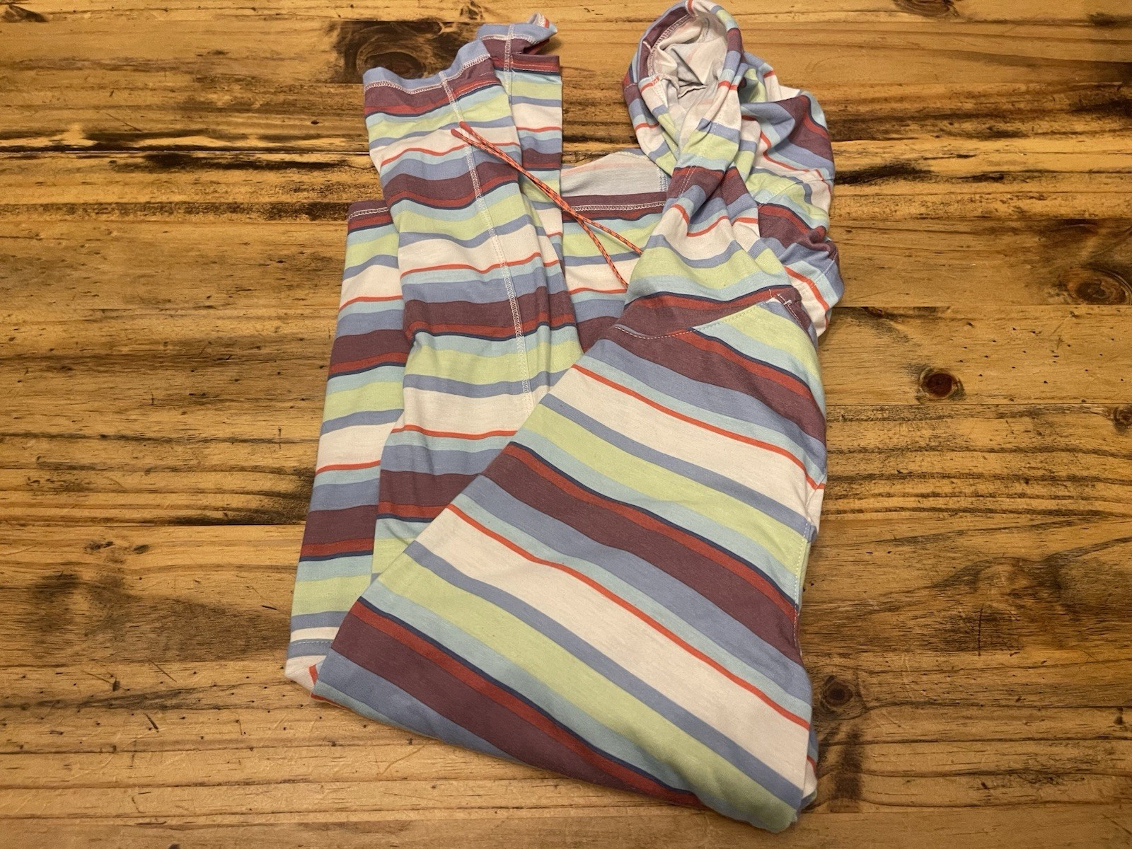 LL Bean Everyday SunSmart Hooded Pullover Shirt Women MP UPF 50 Hoodie Stripe XS