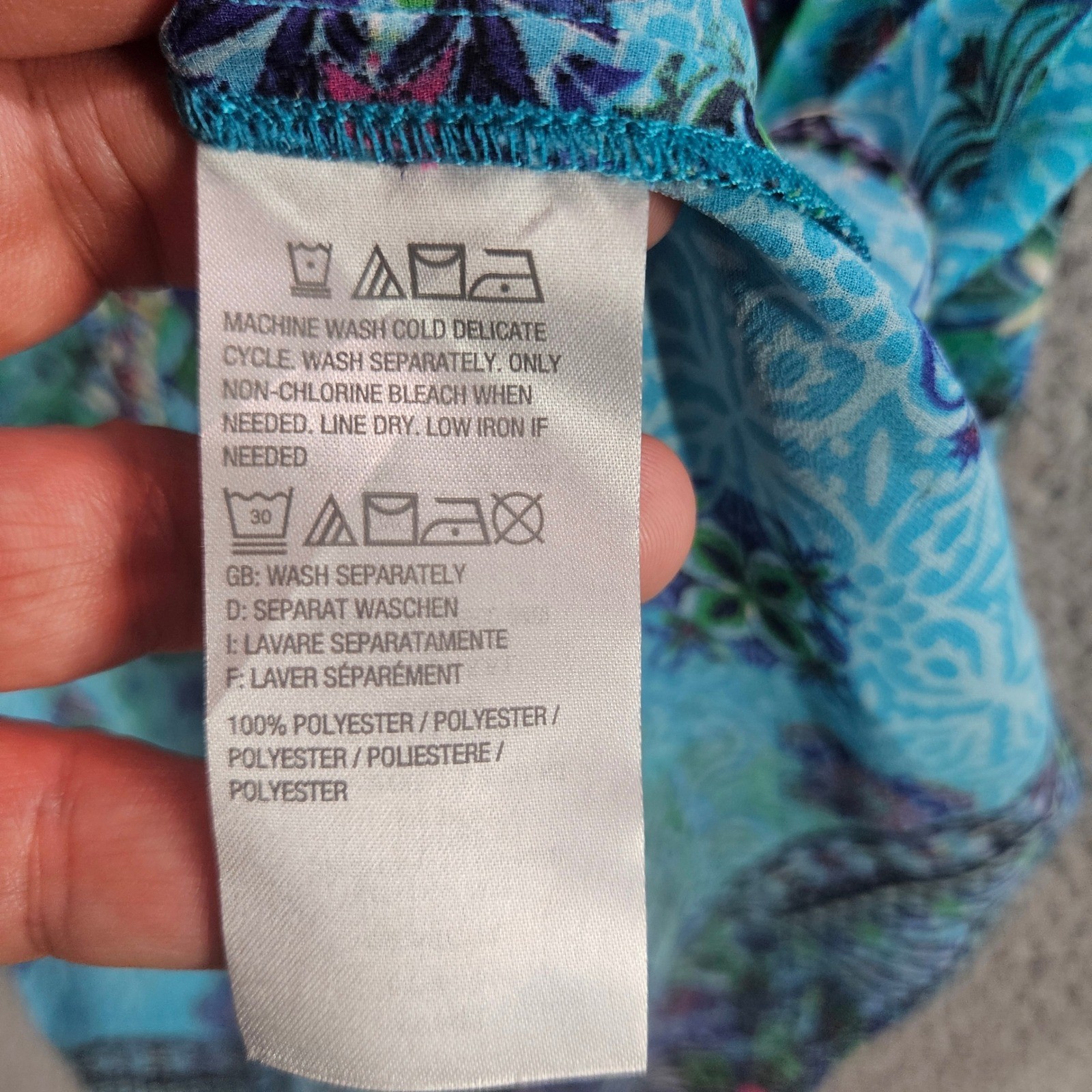Belle by Kim Gravel Womens XXS Blue Mosaic Print Kimono Sleeve V-Neck Blouse