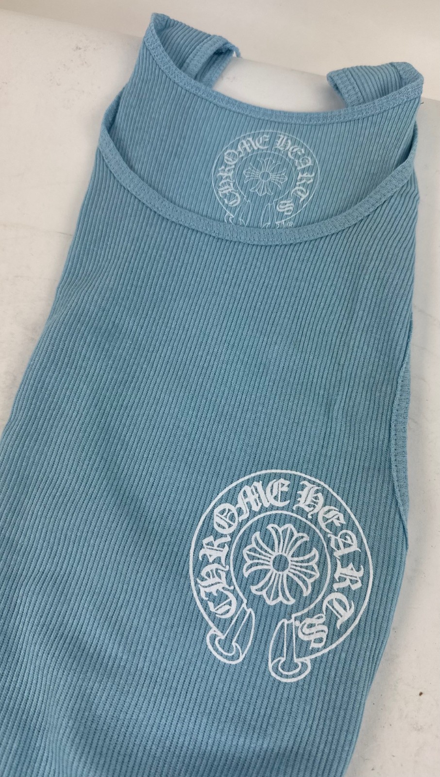 Chrome Hearts Baby Blue Ribbed Tank Top Authentic Genuine w Receipt G1N
