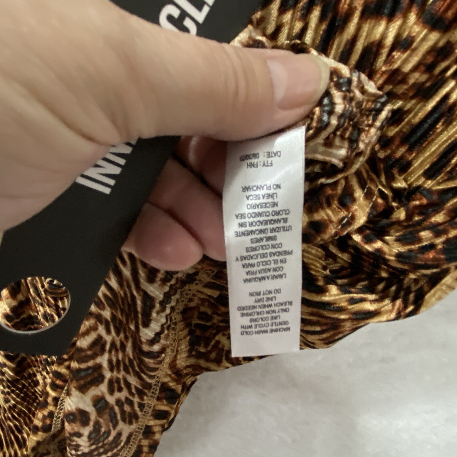 Inner Circle Leopard Print Top Woman’s 1x, 3x Button Up Accordion Pleated Brown