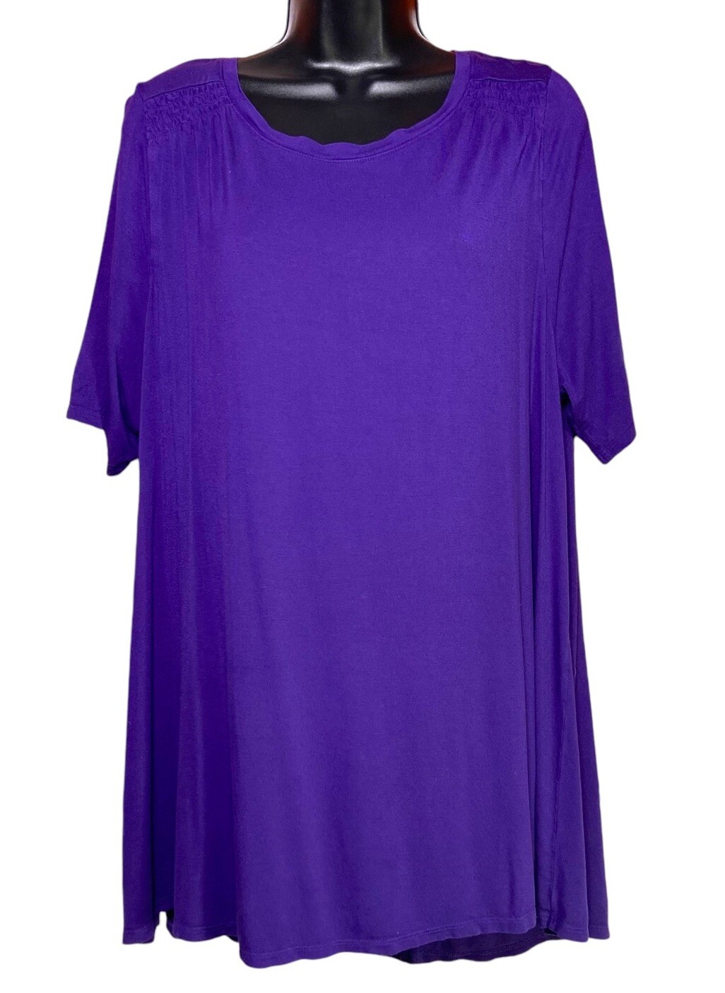Lane Bryant Swing Tee Purple Short Sleeve Blouse Women Plus Size 14/16 Stretch