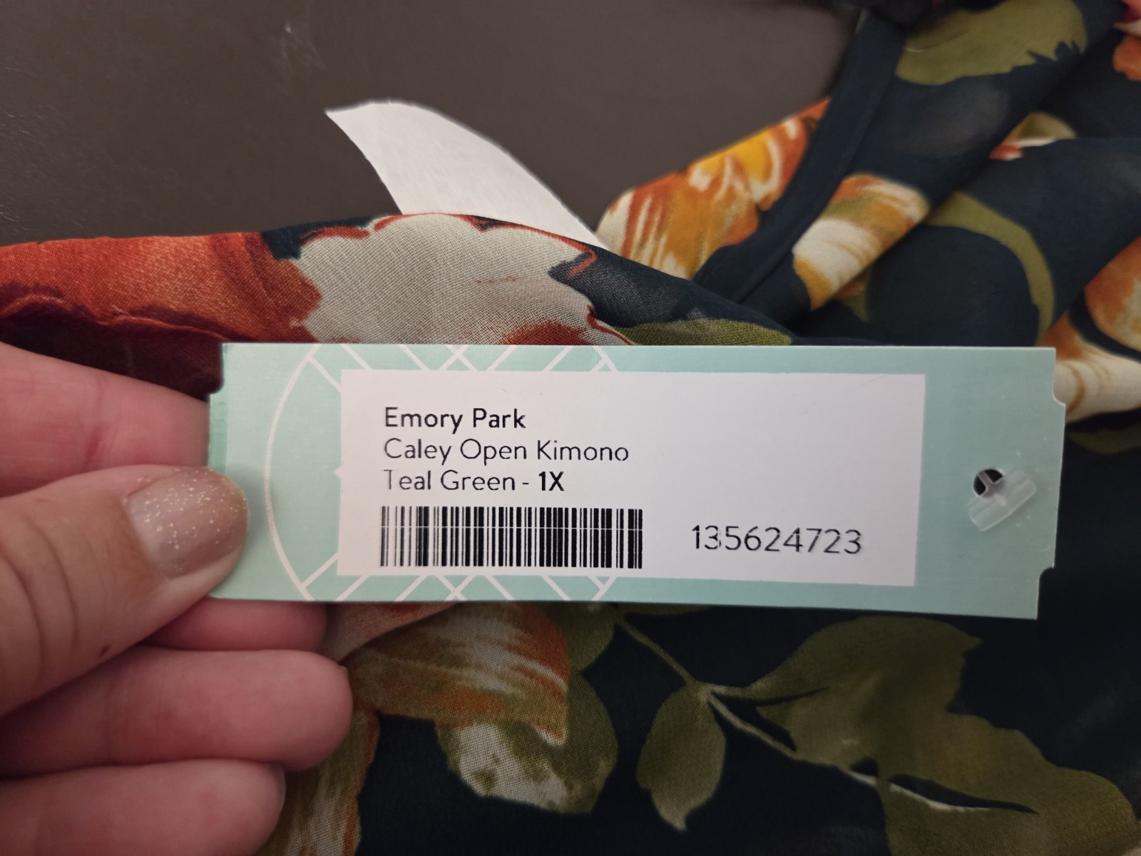 Emory Park Caley Kimono Size 1X 1XL Travel Beach Vacation Boho New Layering