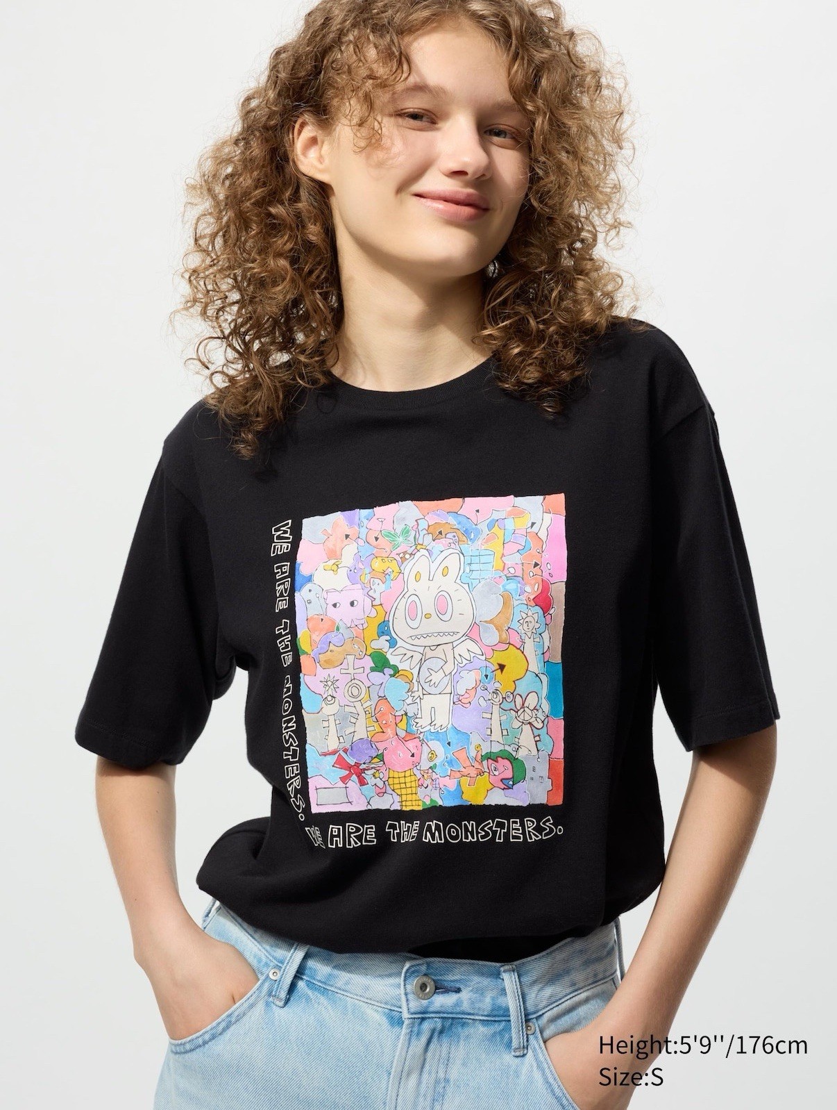Uniqlo UT POP MART Labubu Monsters League Black Graphic T-Shirt Women Size L