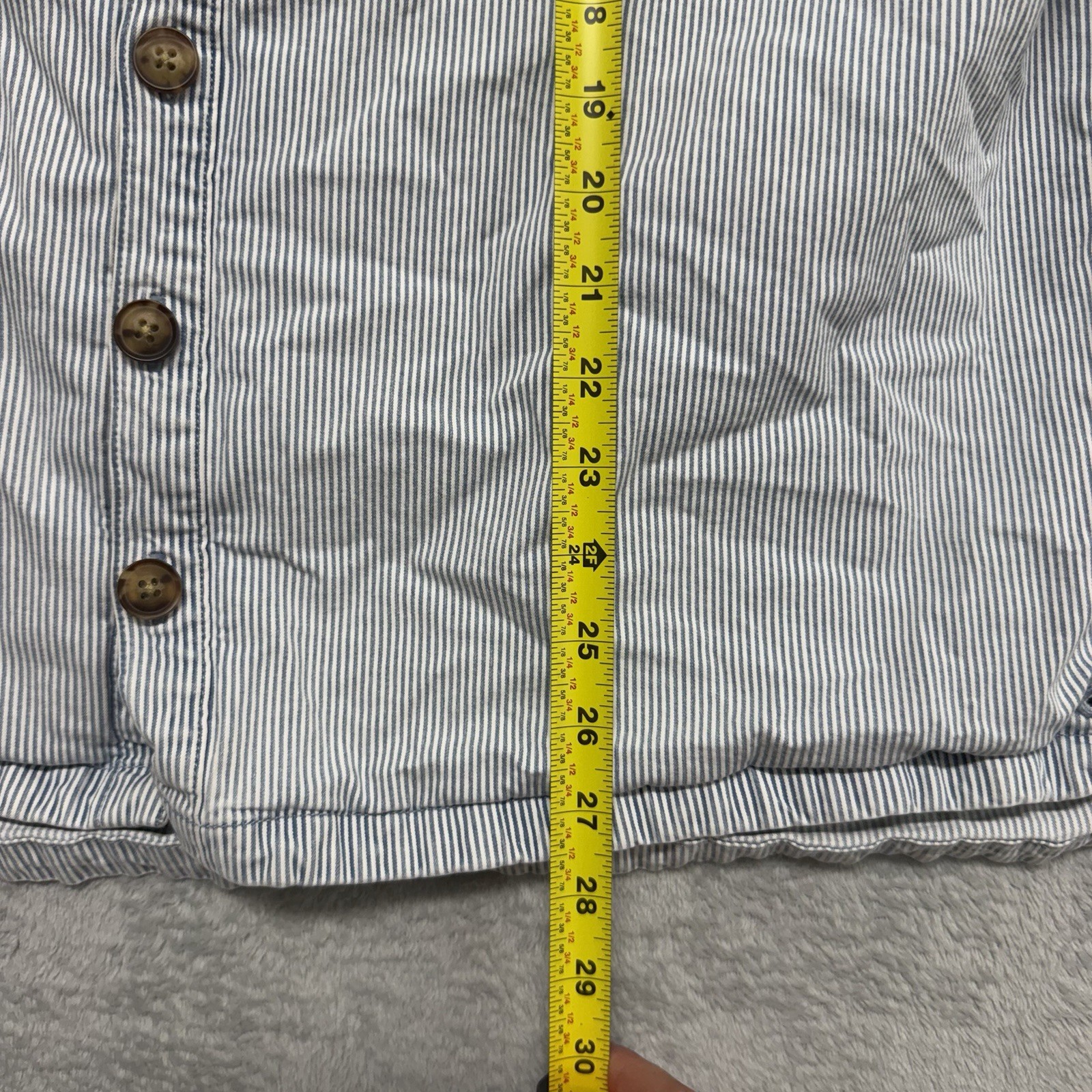 Dovetail Workwear Pin Striped Elbow Patch Button Up Shirt Shacket Womens XL