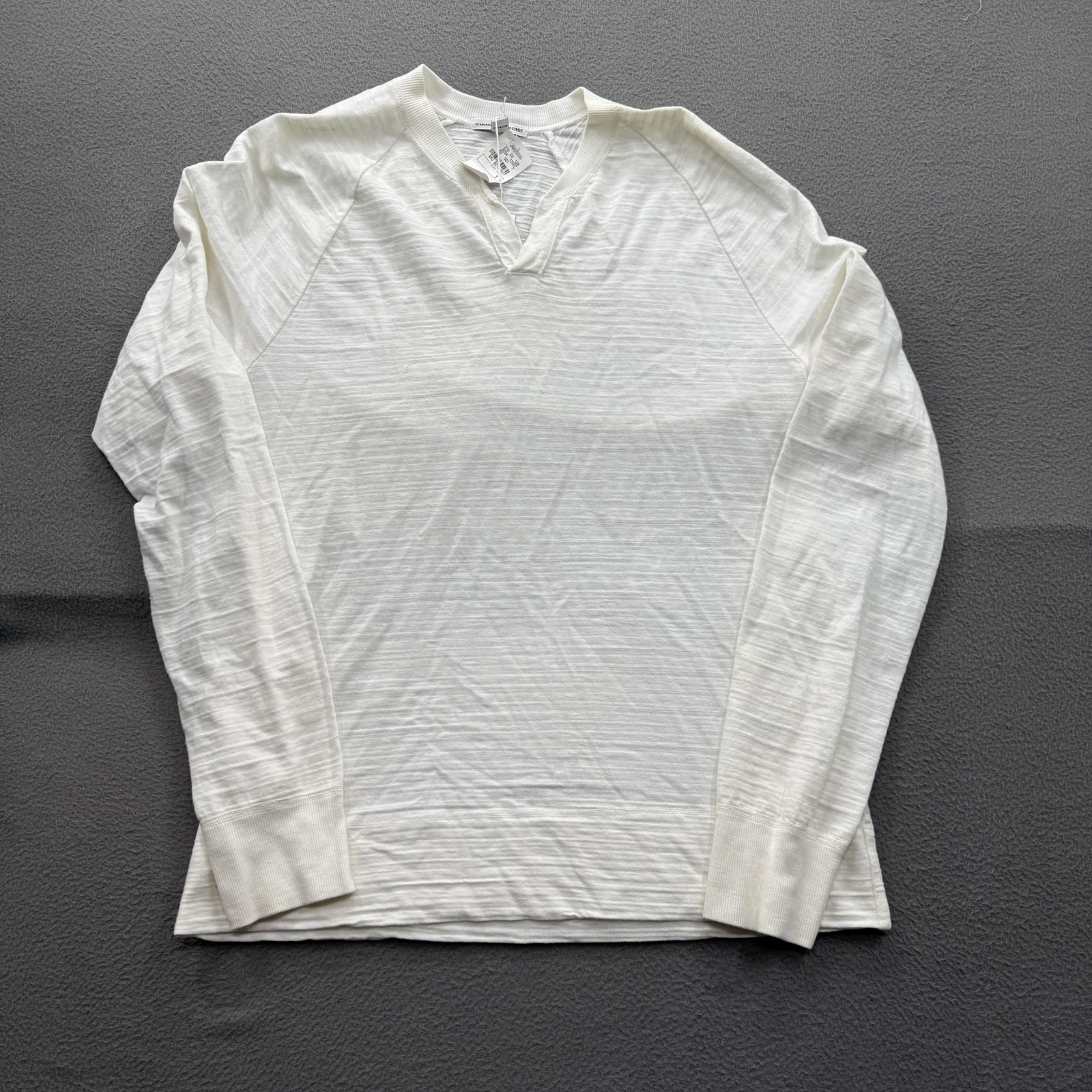 James Perse Shirt Womens 1 White Slub Cotton V Neck Raglan Long Sleeve Tee