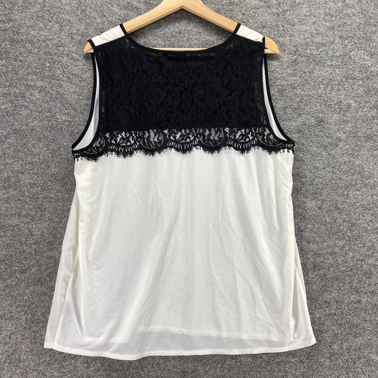 Worthington Blouse Women XL White V-Neck Tasseled Sleeveless Wide Strap Casual