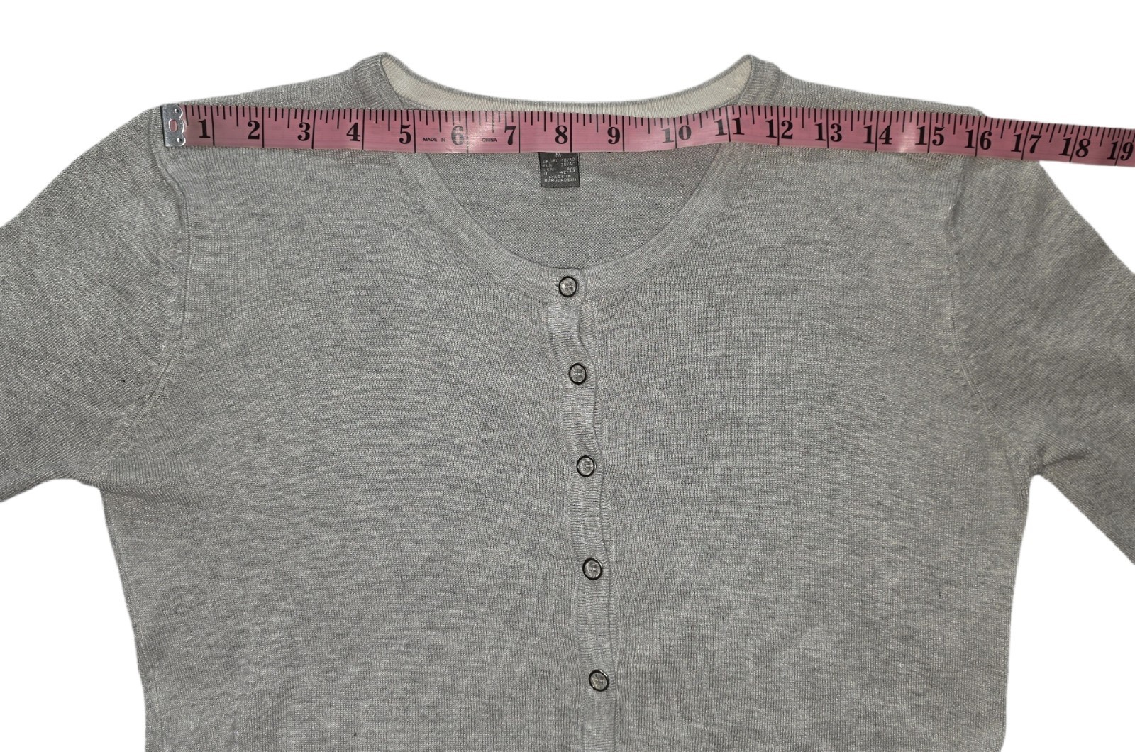 Primark Light Gray Long Sleeve Button Up Knit Sweater Women’s Size M