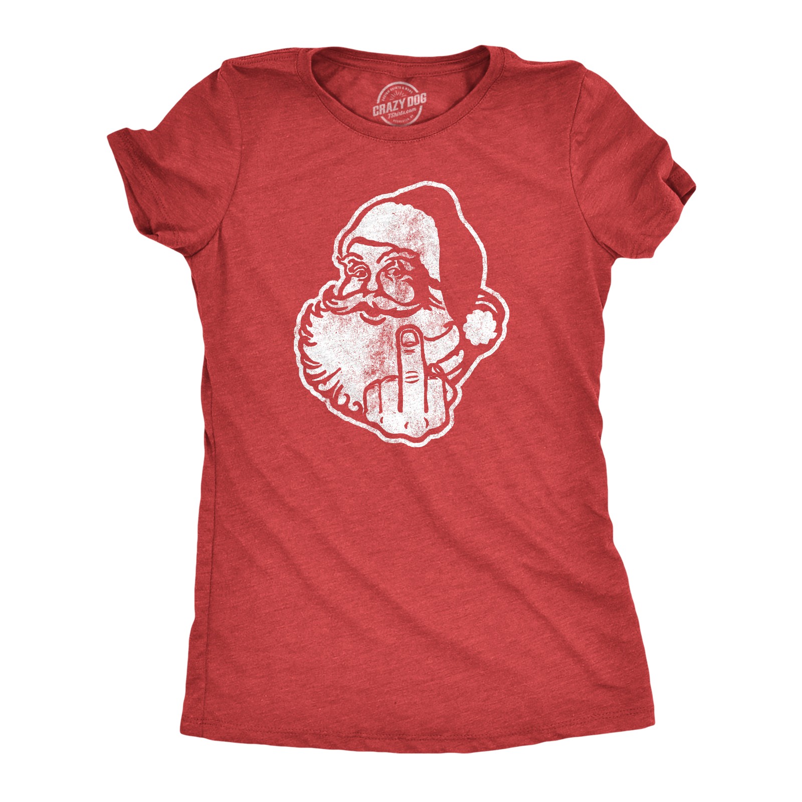 Womens Middle Finger Santa T shirt Funny Christmas Gift Offensive Graphic for