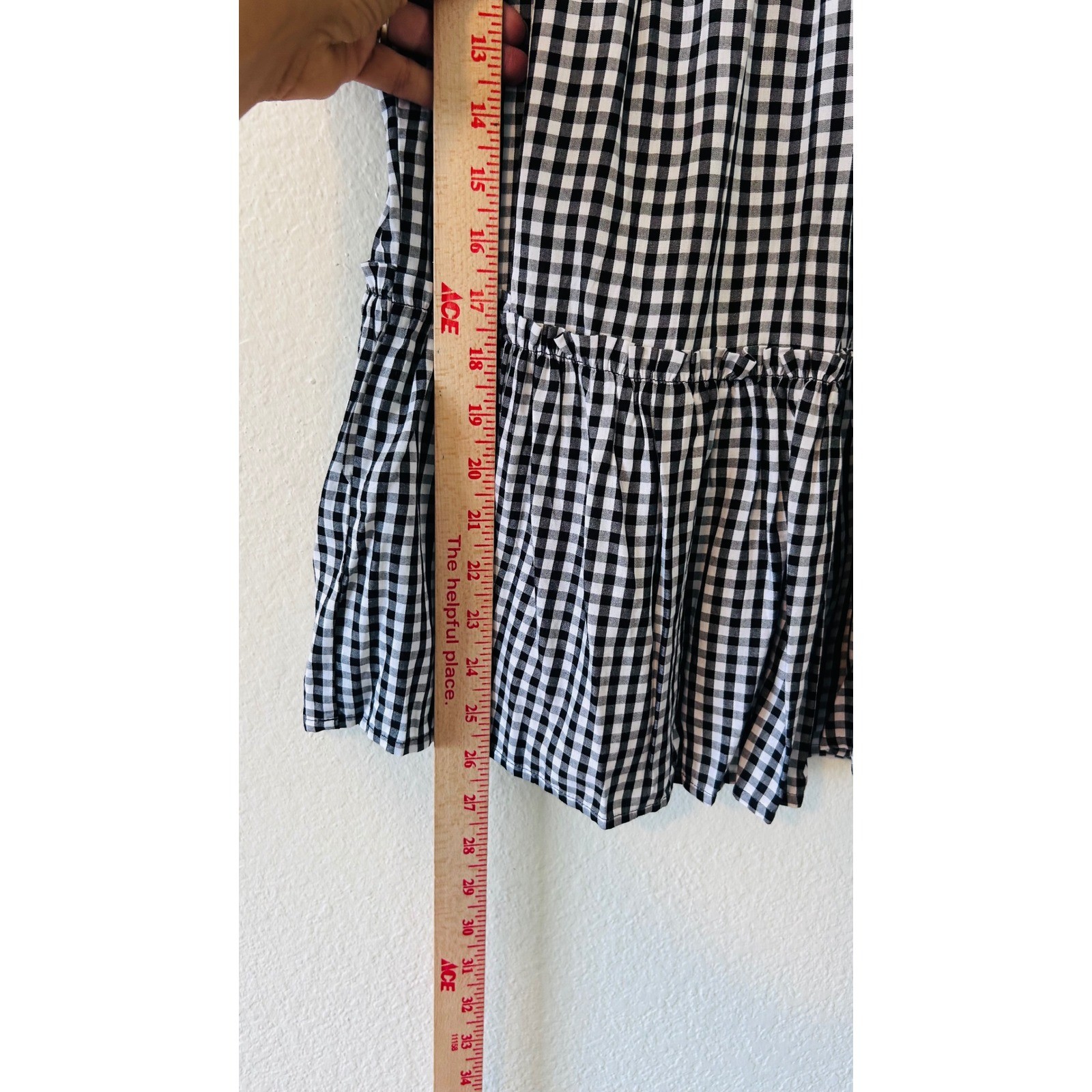 LOFT Black White Gingham Halter Top Smocked Neck Peplum Blouse SZ M NWT