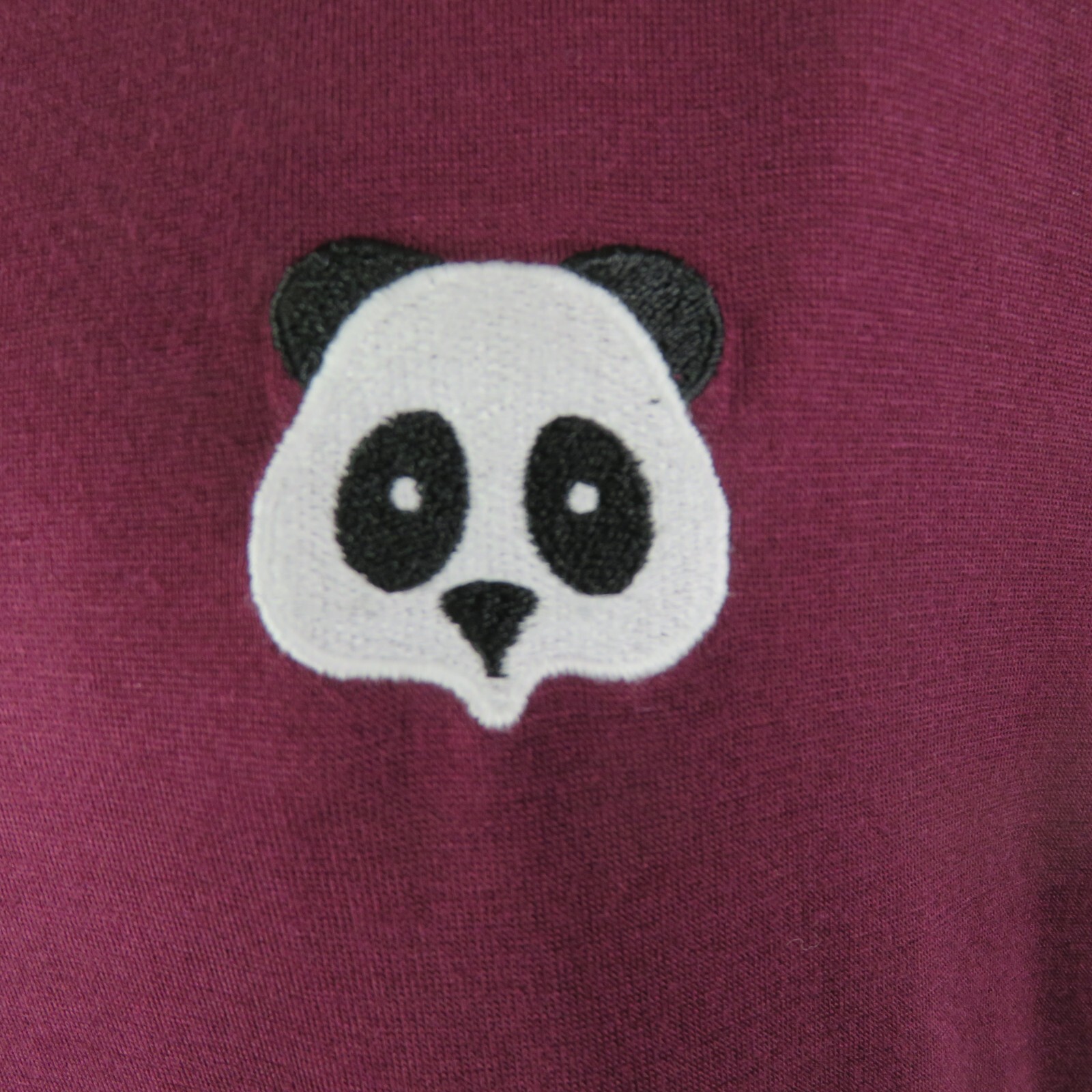 French Pastry Panda T-Shirt Size XL Embroidered Burgundy Ringer Tee Shirt SS