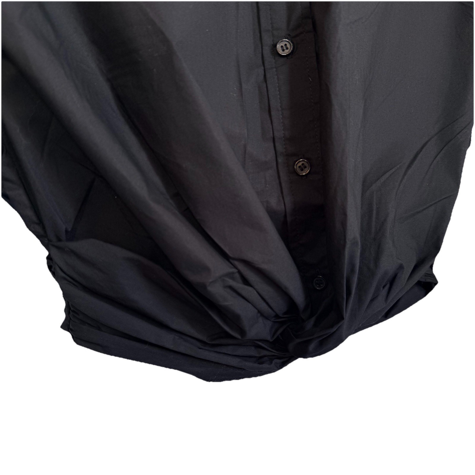 Gianni Bini Black Cotton Button Front Cropped Twist Shirt Sharp Fitted S