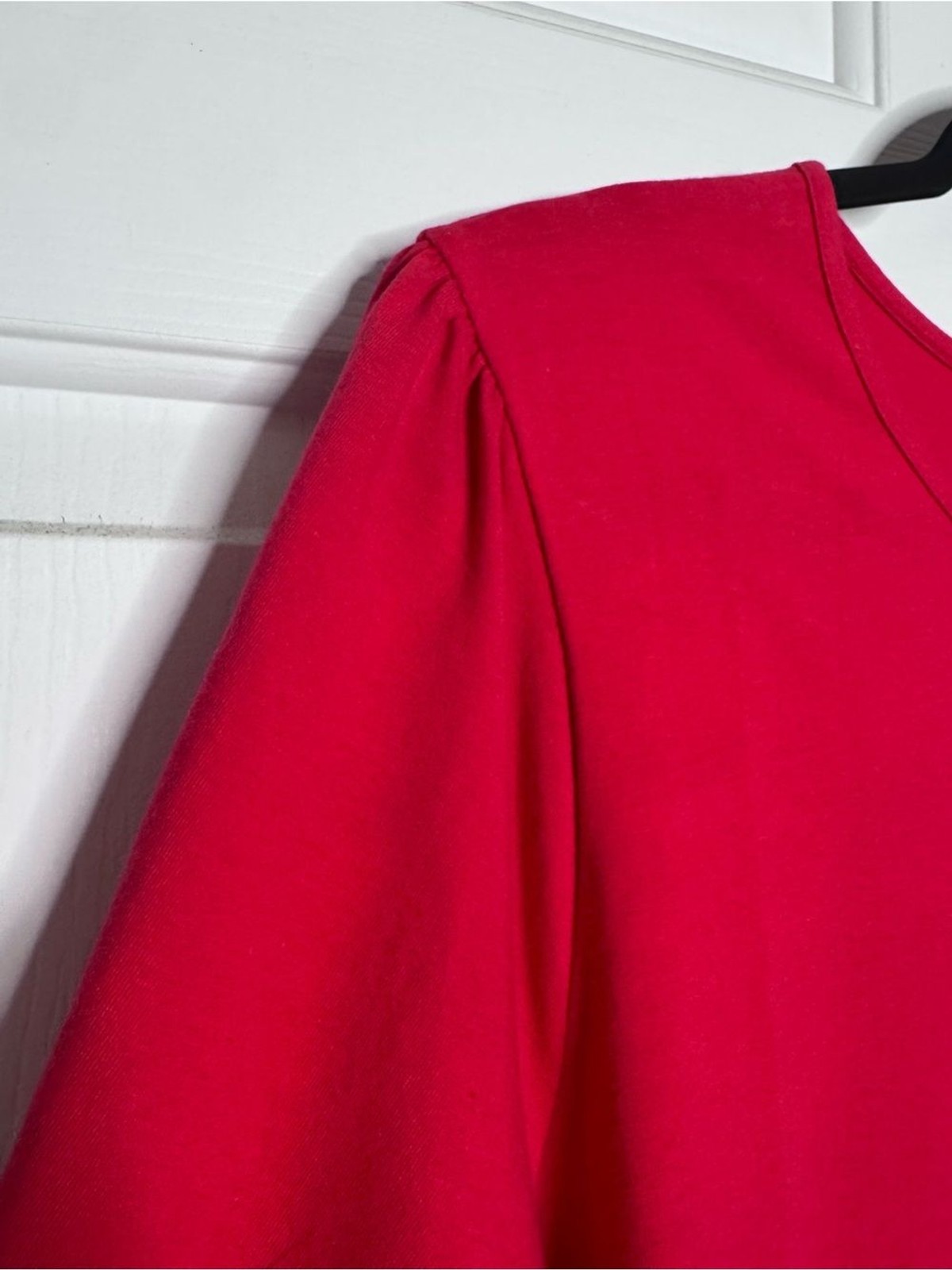 Like Love Ruched Shoulder Tee in Lipstick Red