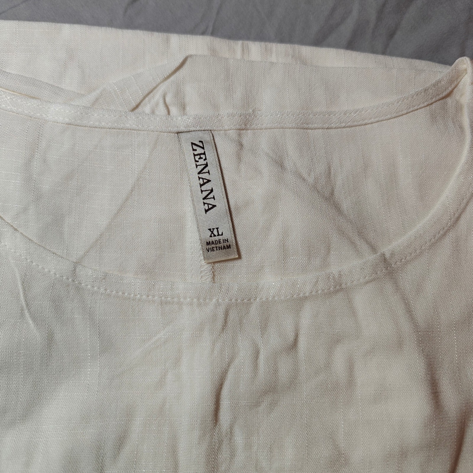 Zenana Woven Oversized Boxy Top Off White Ruched Dolman Sleeve Blouse XL