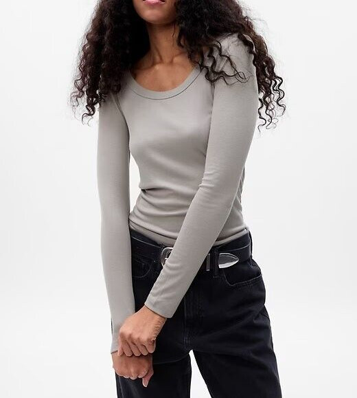 GAP Mini Rib Scoop Neck T-Shirt (Tall and Petite) #810812