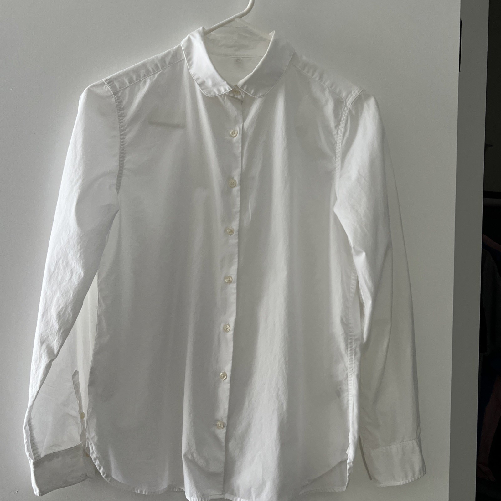 Muji Cotton Button Shirt White Women’s M – Long Sleeve, Minimalist Style