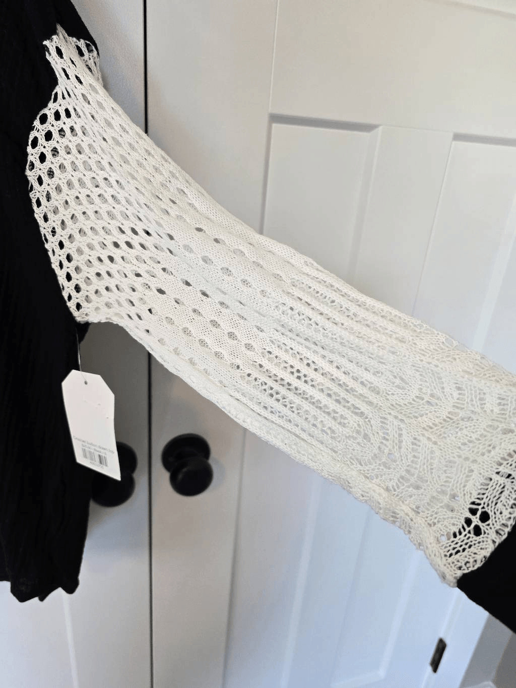 Miss Sparkling Top Sz S Black with Crochet Sleeves
